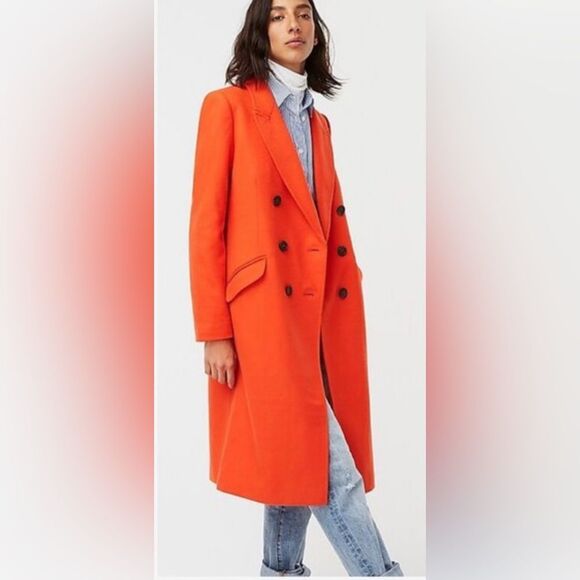 J.Crew Collection Wool polyamide cashmere Orange Red Coat size 4 P - Picture 1 of 10